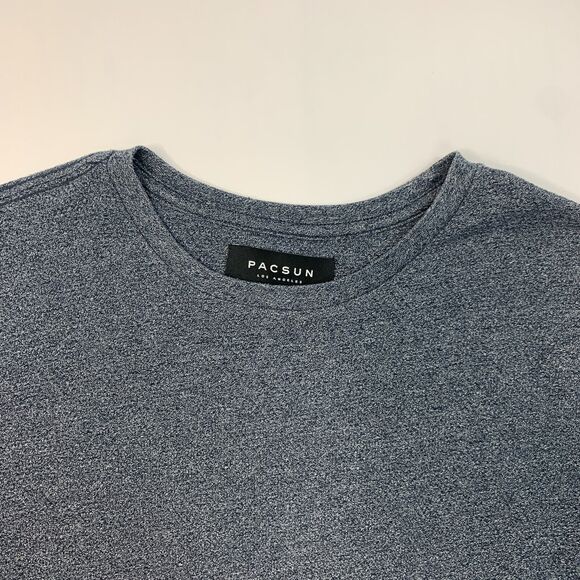 Pacsun T Shirt Men Small Blue Gray Drop Cut Scallop Fit Long Sleeve Cotton Blend - Picture 4 of 10